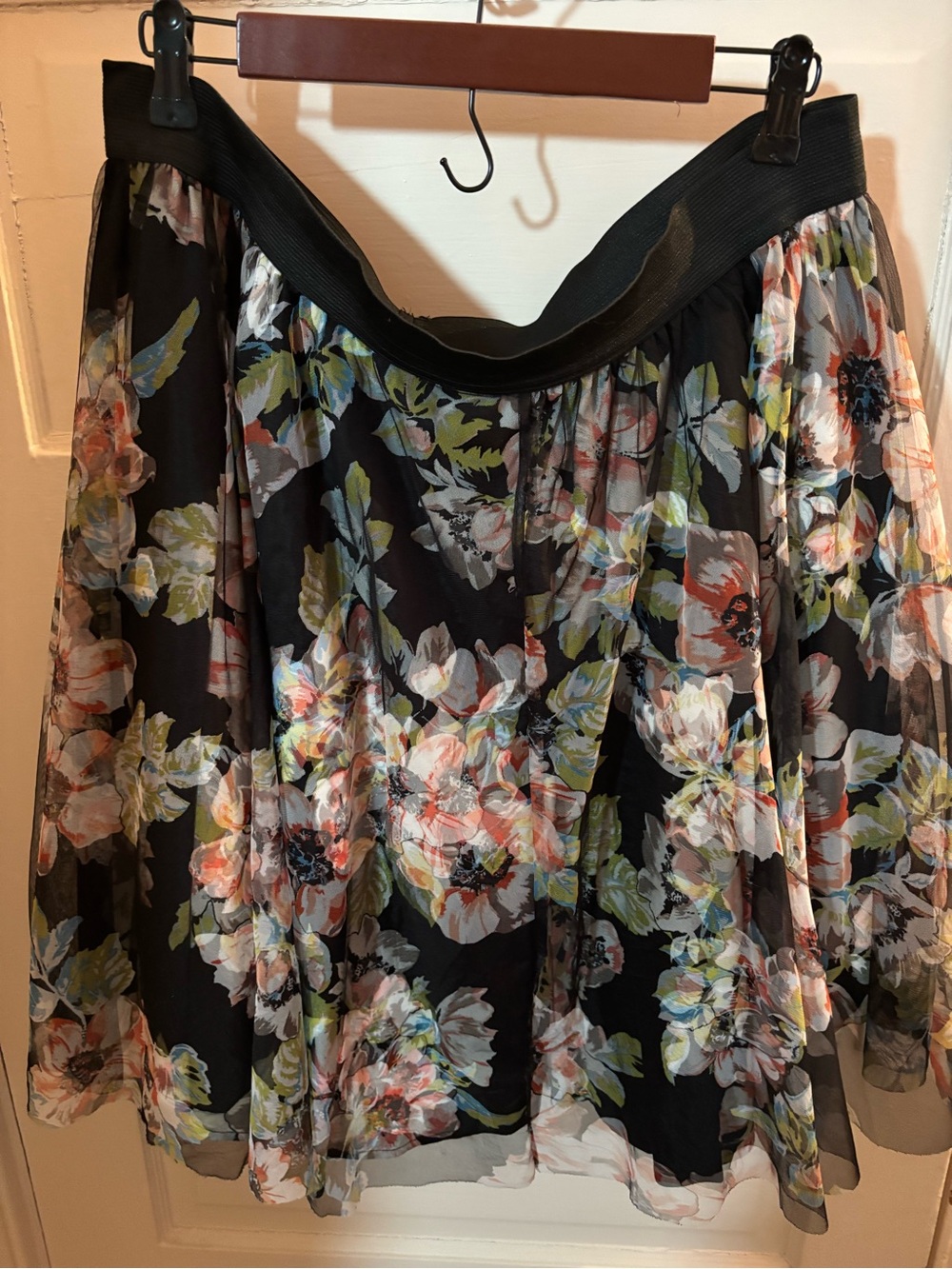 Torrid Black Floral Chiffon skater Skirt